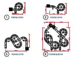 อุปกรณ์สระว่ายน้ำ ห้องอบซาวน่า AQUA SLIDE Slider Size 42 Open Flume With Splash Guard At Curve