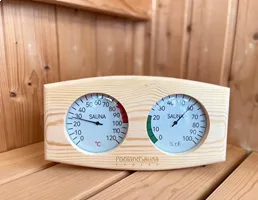 อุปกรณ์สระว่ายน้ำ ห้องอบซาวน่า เทอร์โม-ไฮโกรมิเตอร์ หน้าคู่ , ไม้สน (Pine)